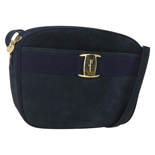 Salvatore Ferragamo Vala Shoulder Bag Leather, NAVY, LEATHER, Shoulder bag