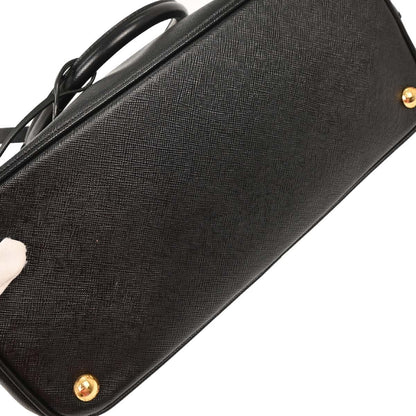 Prada Galleria Double Zip Tote Saffiano Leather, BLACK, LEATHER, Tote bag