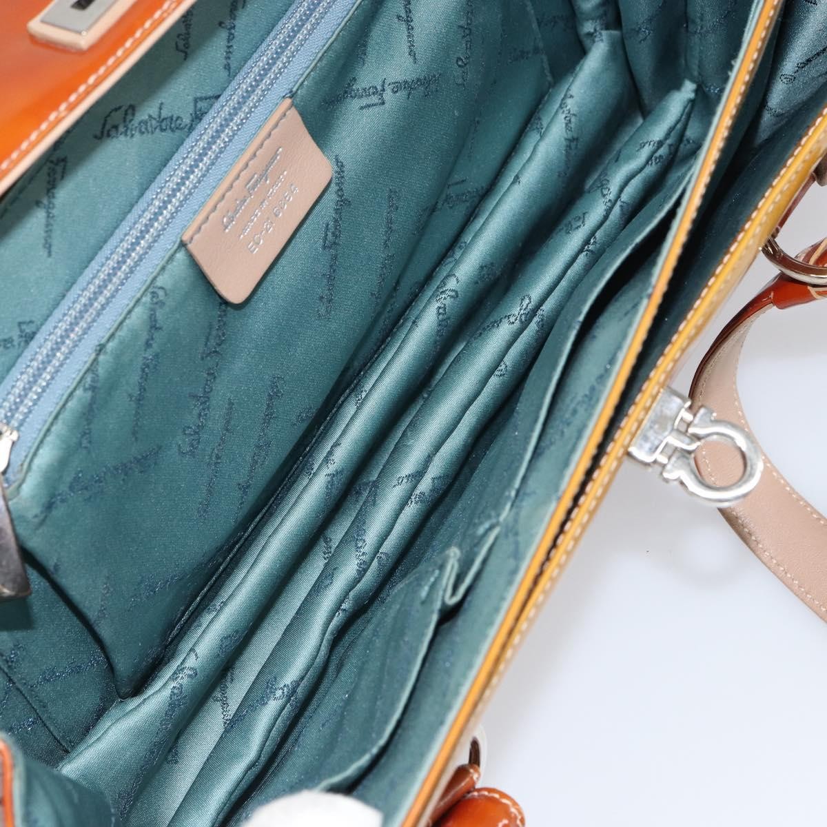 Salvatore Ferragamo Gancini handbag Patent leather, BROWN, PATENT_LEATHER, Handbag