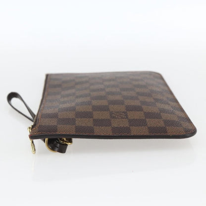Louis Vuitton Neverfull Pochette Damier, BROWN, CANVAS, Clutche & pouche