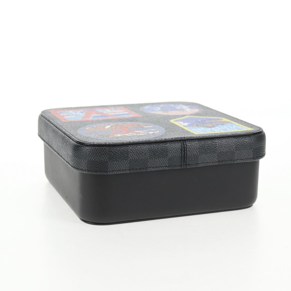 Louis Vuitton Box Camille Case Alps Patches Damier Graphite and Leather, GRAY, CANVAS, Tech accessory