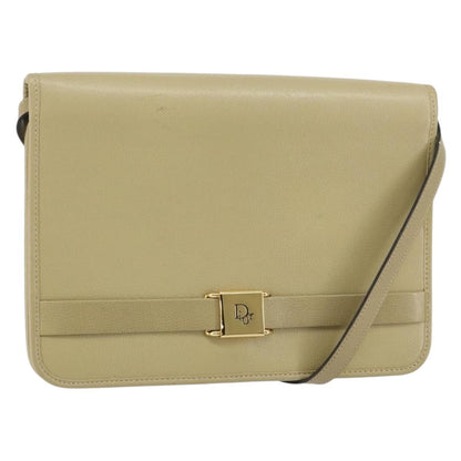 Christian Dior Vintage Shoulder Bag Leather, BEIGE, LEATHER, Shoulder bag