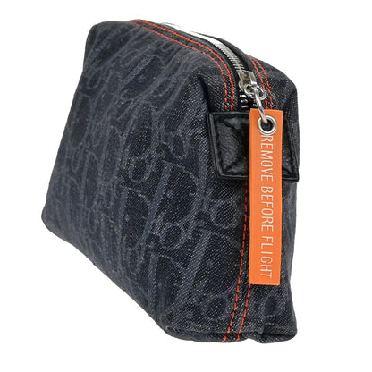 Christian Dior Flight pouch Trotter Pattern Denim, BLACK, DENIM_JEANS, Clutche & pouche
