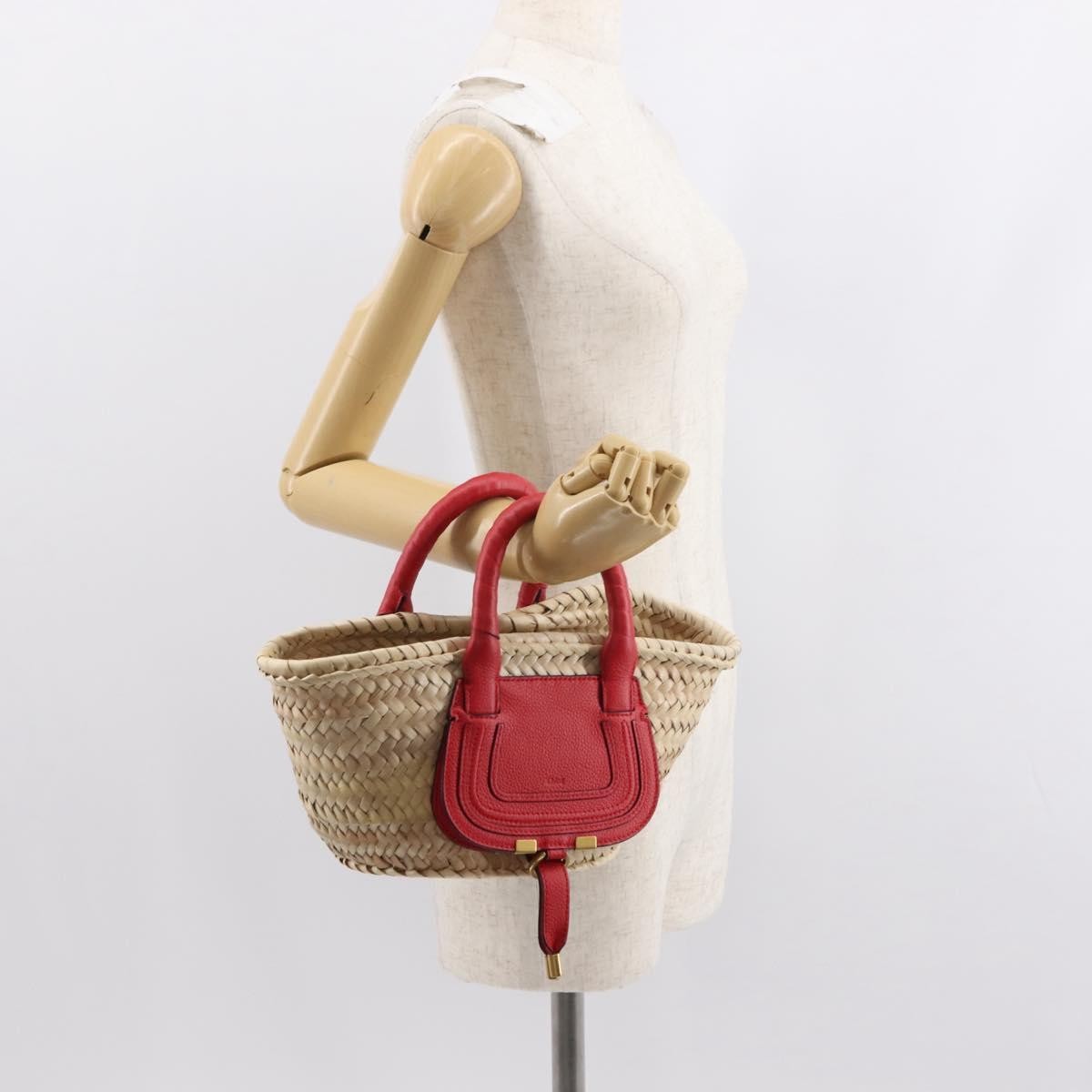 Chloe Marcie Basket Bag Raffia, BEIGE, WICKER, Handbag