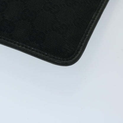 Gucci Vintage Flat Messenger Bag GG Canvas and Leather, BLACK, CANVAS, Crossbody bag