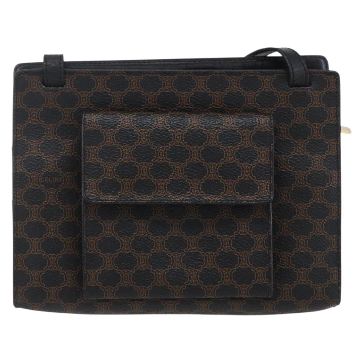 Celine Vintage Macadam Shoulder Bag Canvas, BLACK, CANVAS, Shoulder bag