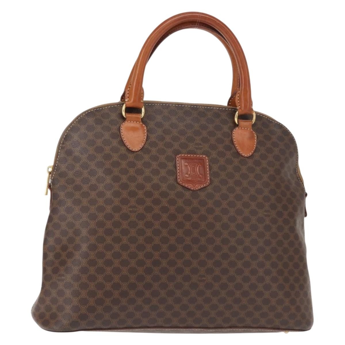 Celine Vintage Macadam Handbag Canvas, BROWN, CANVAS, Handbag