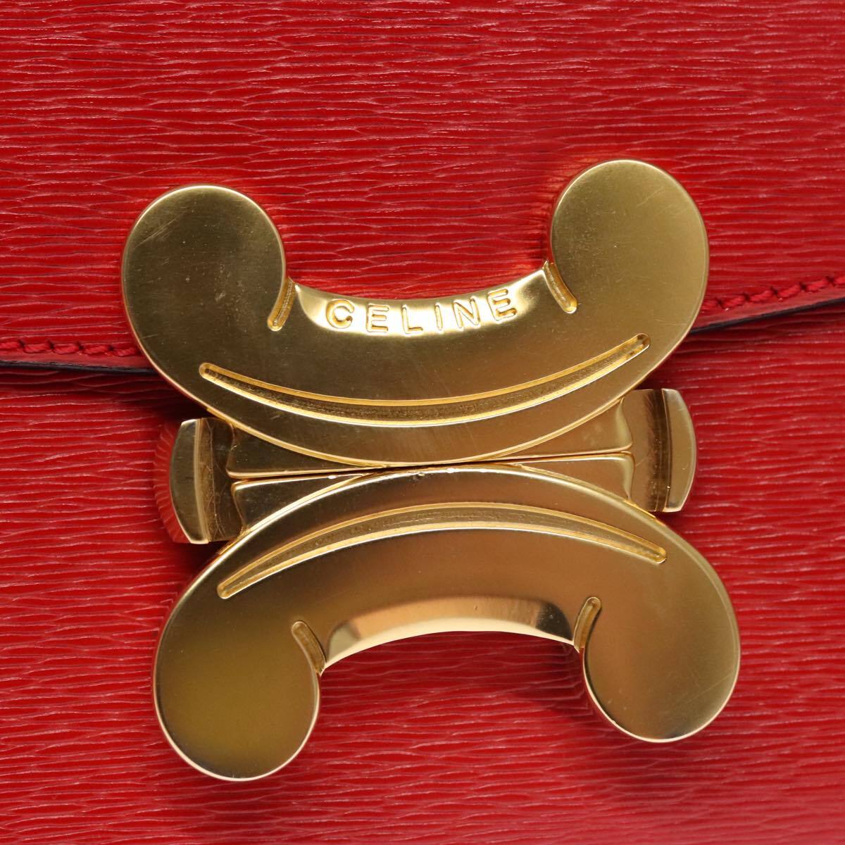 Celine Cuir Triomphe Bag Leather, RED, LEATHER, Handbag