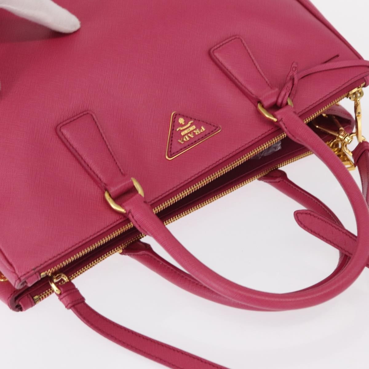 Prada Double Zip Lux Tote Saffiano Leather, PINK, LEATHER, Handbag