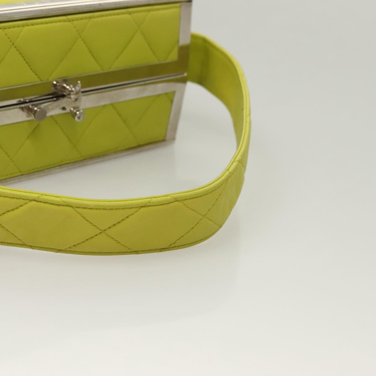 Chanel Vintage Metal Box Bag Quilted Lambskin, YELLOW, LEATHER, Handbag
