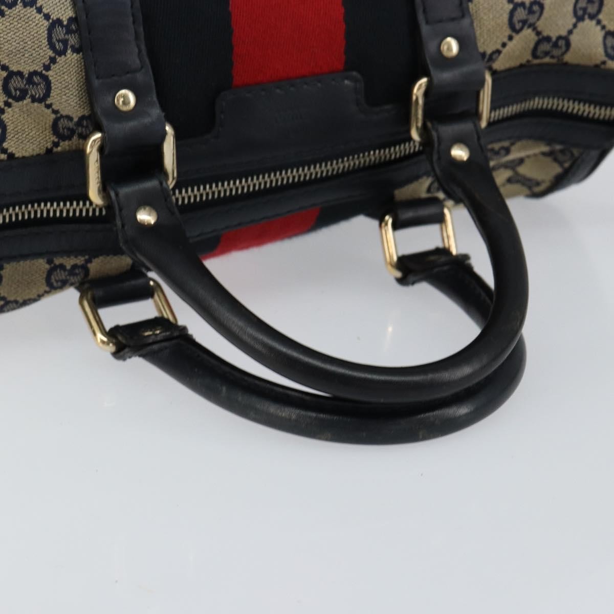 Gucci Vintage Web Boston Bag GG Canvas, NAVY, CANVAS, Travel bag