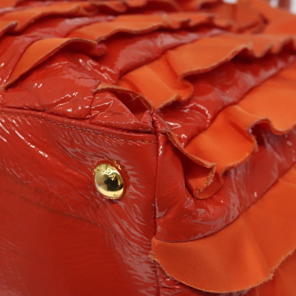 Prada Open Tote Ruffled Tessuto, ORANGE, NYLON, Handbag