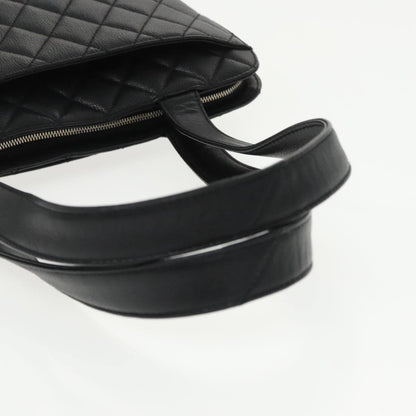 Chanel Vintage CC Zip Around Shoulder Bag Quilted Caviar, BLACK, LEATHER, Tote bag