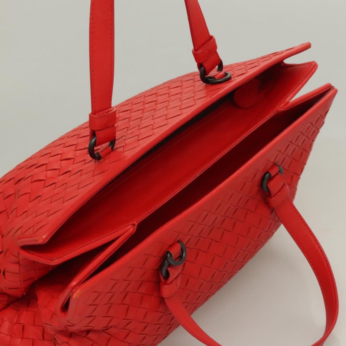 Bottega Veneta Open Shopping Tote Intrecciato Nappa, RED, LEATHER, Tote bag