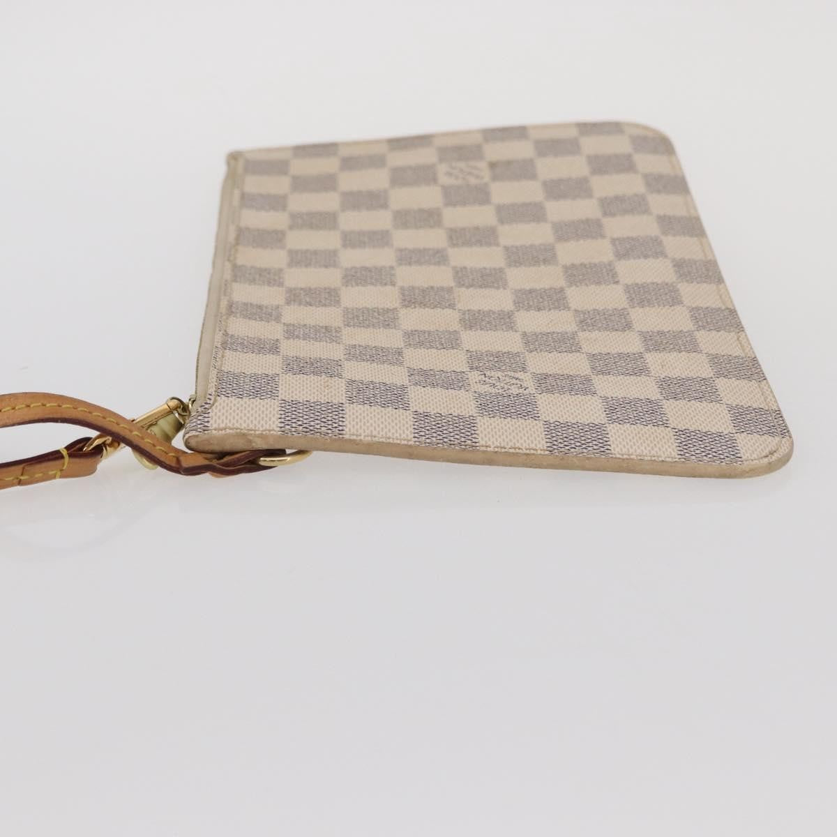 Louis Vuitton Neverfull Pochette Damier, WHITE, CANVAS, Clutche & pouche