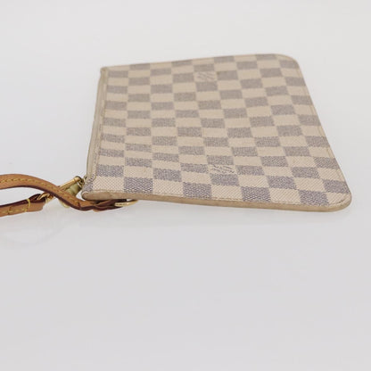 Louis Vuitton Neverfull Pochette Damier, WHITE, CANVAS, Clutche & pouche
