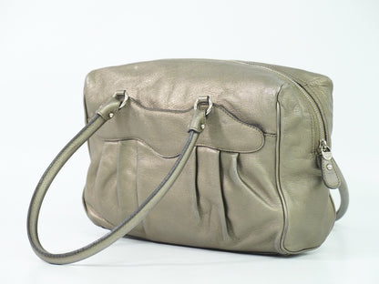 Salvatore Ferragamo Gancini Buckle Shoulder Bag Leather, GOLD, LEATHER, Shoulder bag