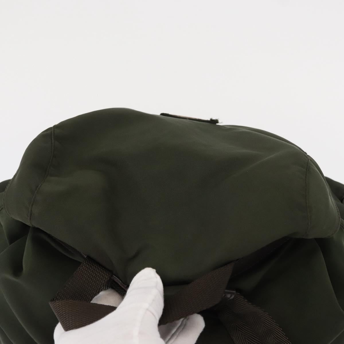 Prada Vela Double Front Pocket Backpack Tessuto with Saffiano Leather, KHAKI, NYLON, Backpack