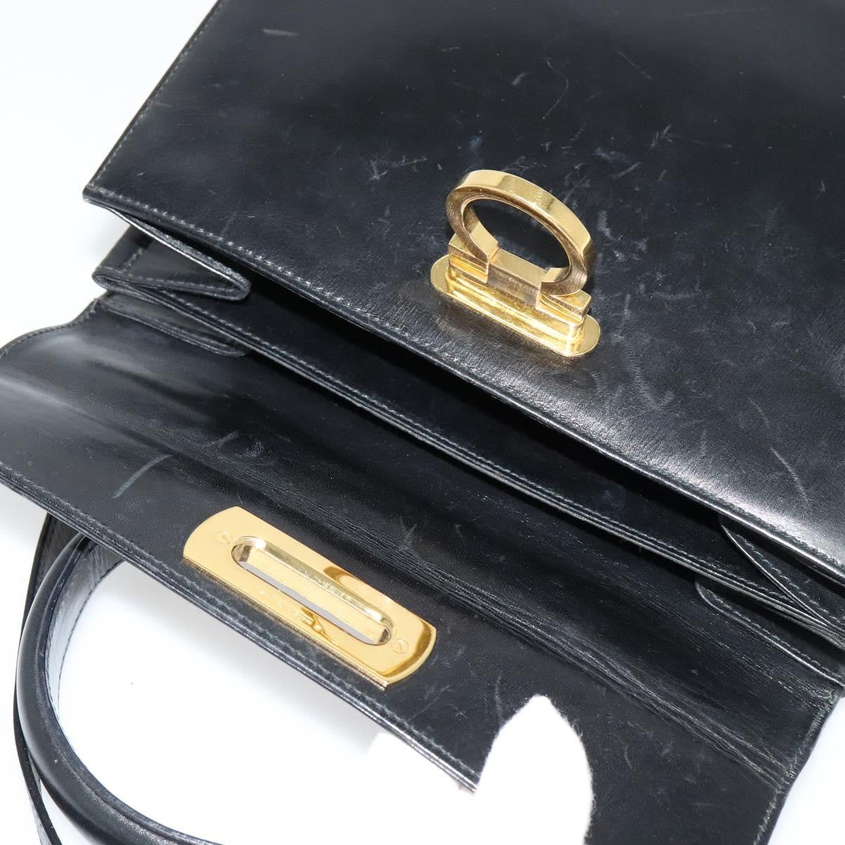 Salvatore Ferragamo Gancini Convertible Top Handle Bag Leather, BLACK, LEATHER, Handbag