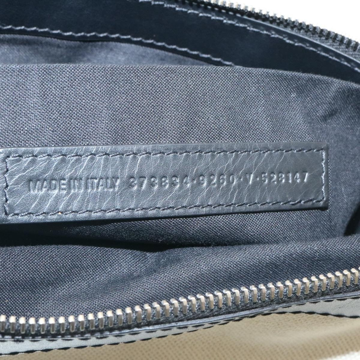 Balenciaga Navy Zip Pouch Canvas and Leather, WHITE, CANVAS, Clutche & pouche