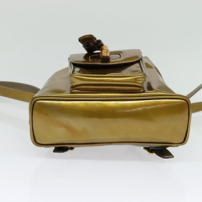 Gucci Vintage Bamboo Backpack Patent, GOLD, PATENT_LEATHER, Backpack