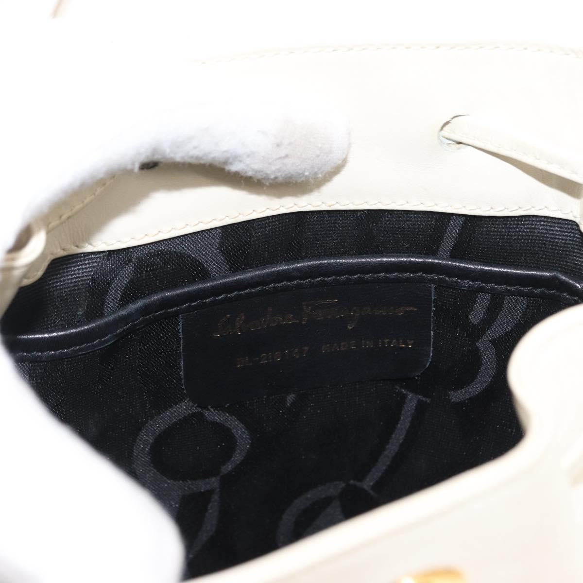 Salvatore Ferragamo Gancini Flap Drawstring Backpack Leather, WHITE, LEATHER, Backpack