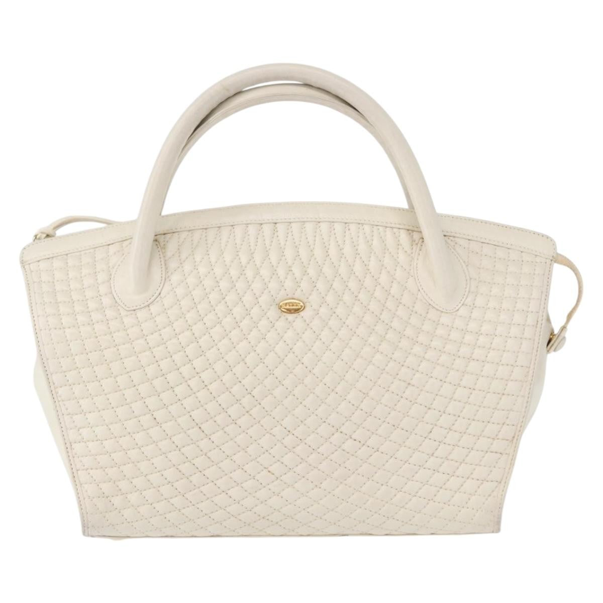 Bally Vintage Handbag Quilted Leather, WHITE, LEATHER, Handbag
