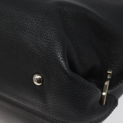 Salvatore Ferragamo Gancini handbag Leather, BLACK, LEATHER, Handbag