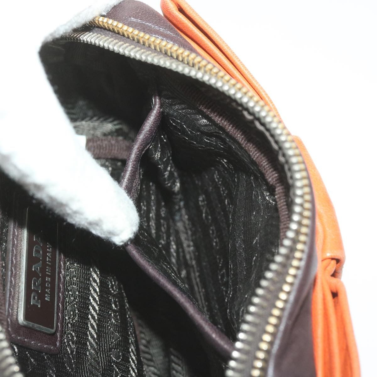 Prada Bow Camera shoulder Bag Leather, ORANGE, LEATHER, Shoulder bag