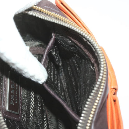 Prada Bow Camera shoulder Bag Leather, ORANGE, LEATHER, Shoulder bag