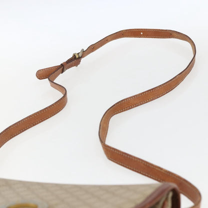 Celine Vintage Macadam Circle Logo Shoulder Bag Canvas and Leather, BEIGE, CANVAS, Shoulder bag