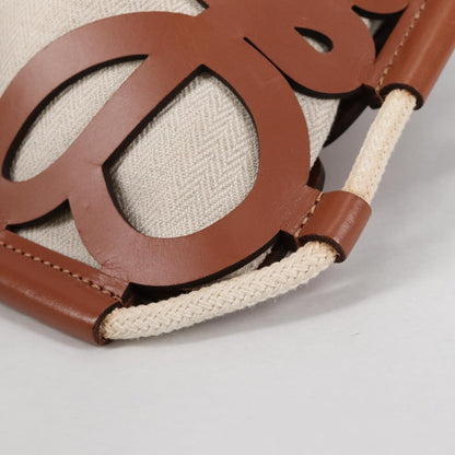 Loewe Anagram Drawstring Bucket Crossbody Bag Leather with Canvas, BEIGE, LEATHER, Crossbody bag