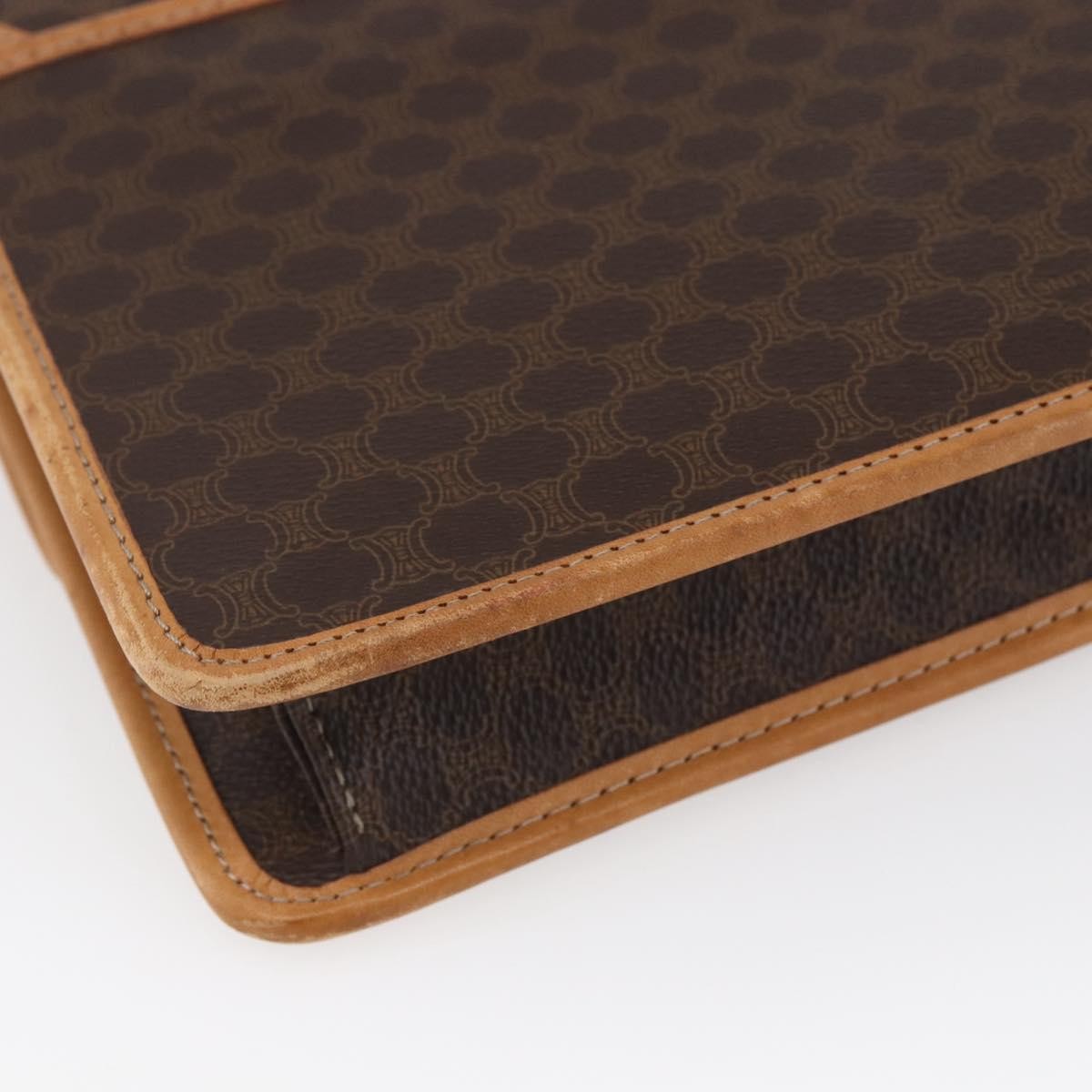 Celine Vintage Macadam Shoulder Bag Canvas and Leather, BROWN, CANVAS, Shoulder bag