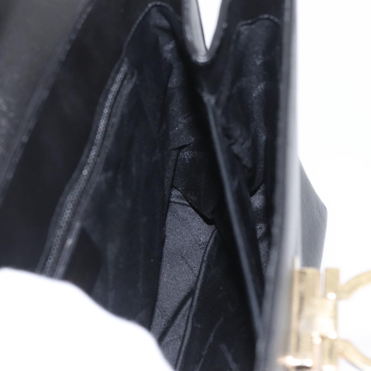 Salvatore Ferragamo Gancini handbag Leather, BLACK, LEATHER, Handbag
