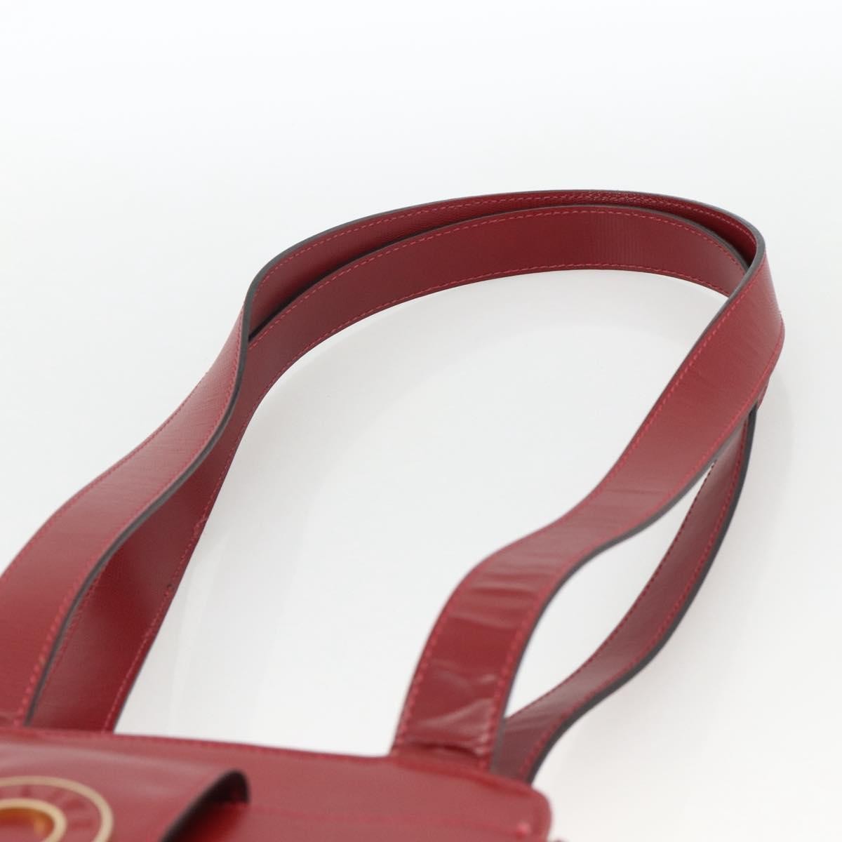 Celine Circle logo Leather, Burgundy, Leather, Tote Bag