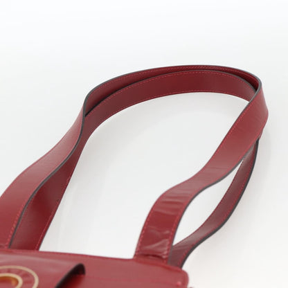 Celine Circle logo Leather, Burgundy, Leather, Tote Bag