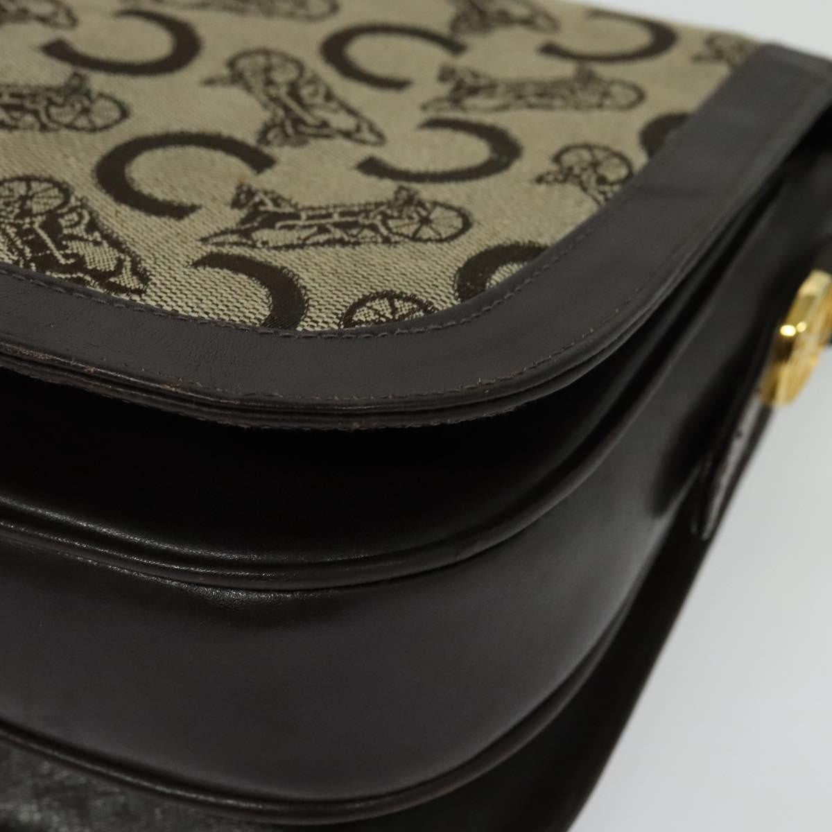 Celine C Sulky Shoulder bag Canvas and Leather, BEIGE, CANVAS, Shoulder bag