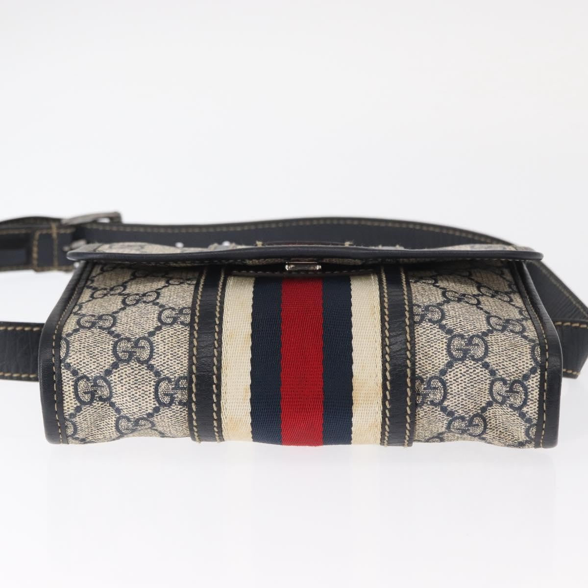 Gucci Vintage Web Belt Bag GG Coated Canvas, NAVY, PVC, Clutche & pouche