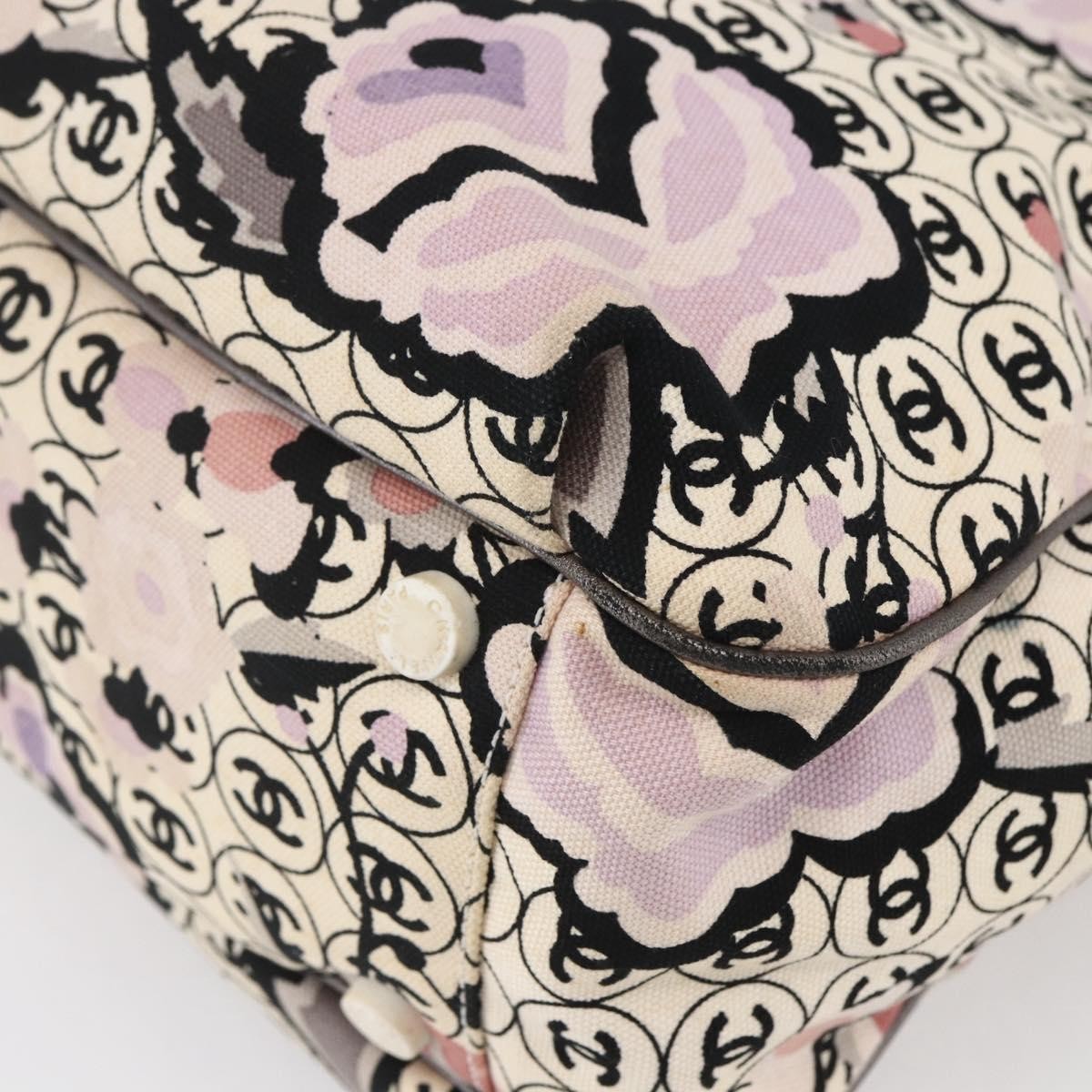 Chanel Vintage Floral Tote Canvas, BEIGE, CANVAS, Tote bag