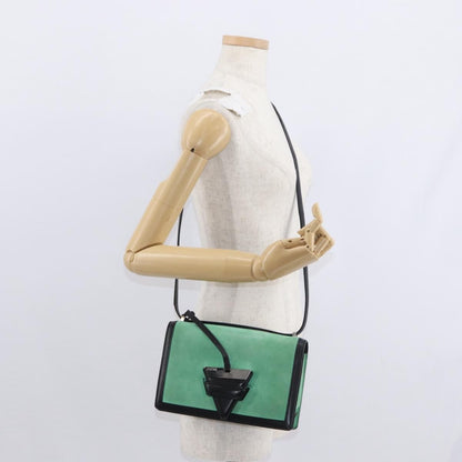 Loewe Barcelona Shoulder Bag Suede with Leather, GREEN, SUEDE, Shoulder bag