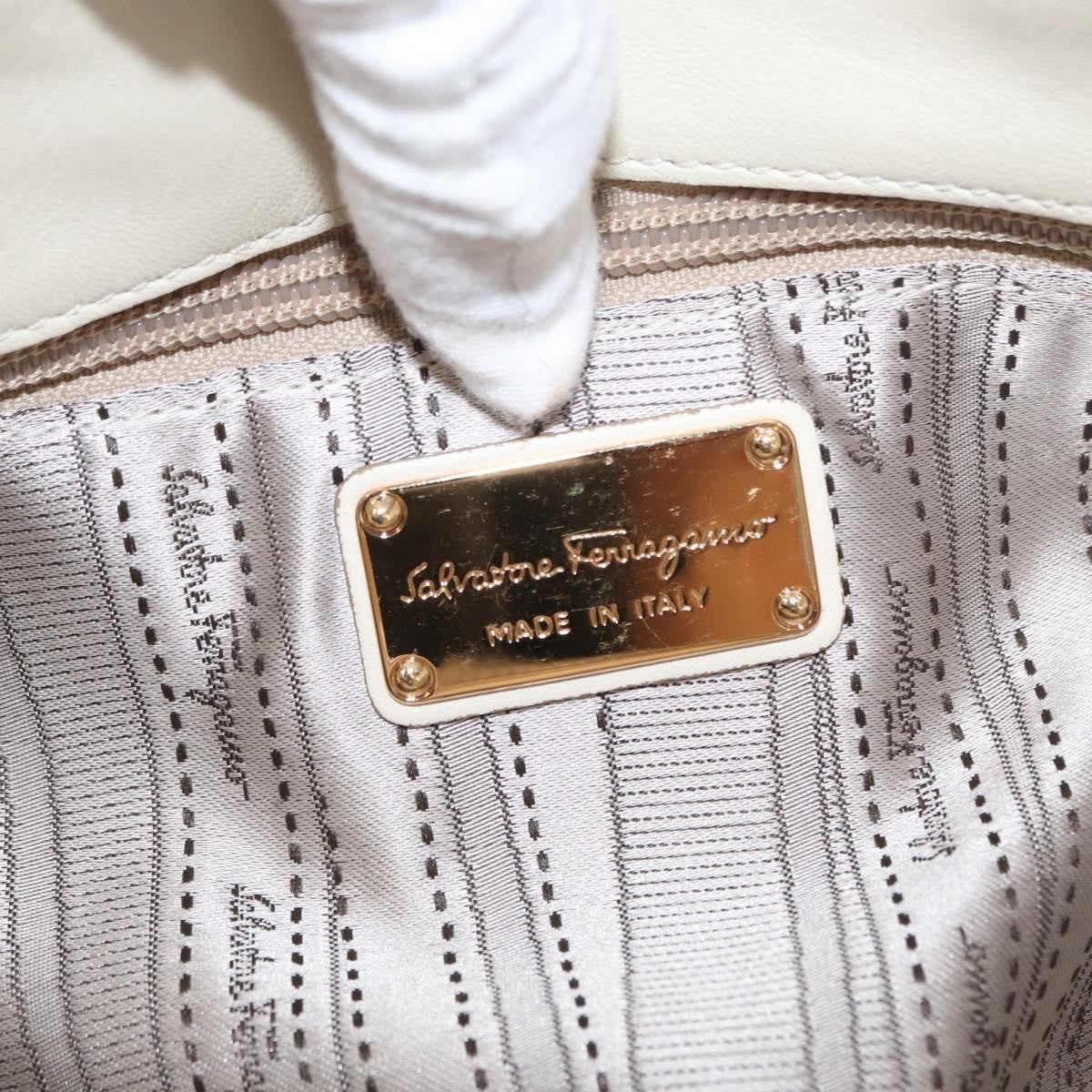 Salvatore Ferragamo Betulla Chain Tote Leather, WHITE, LEATHER, Handbag