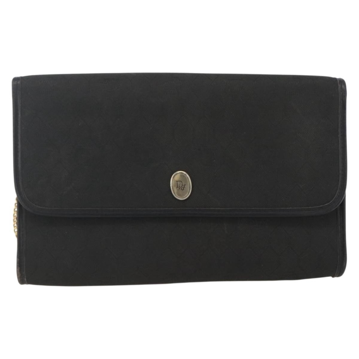 Christian Dior Vintage Honeycomb chain Canvas, BLACK, CANVAS, Clutche & pouche