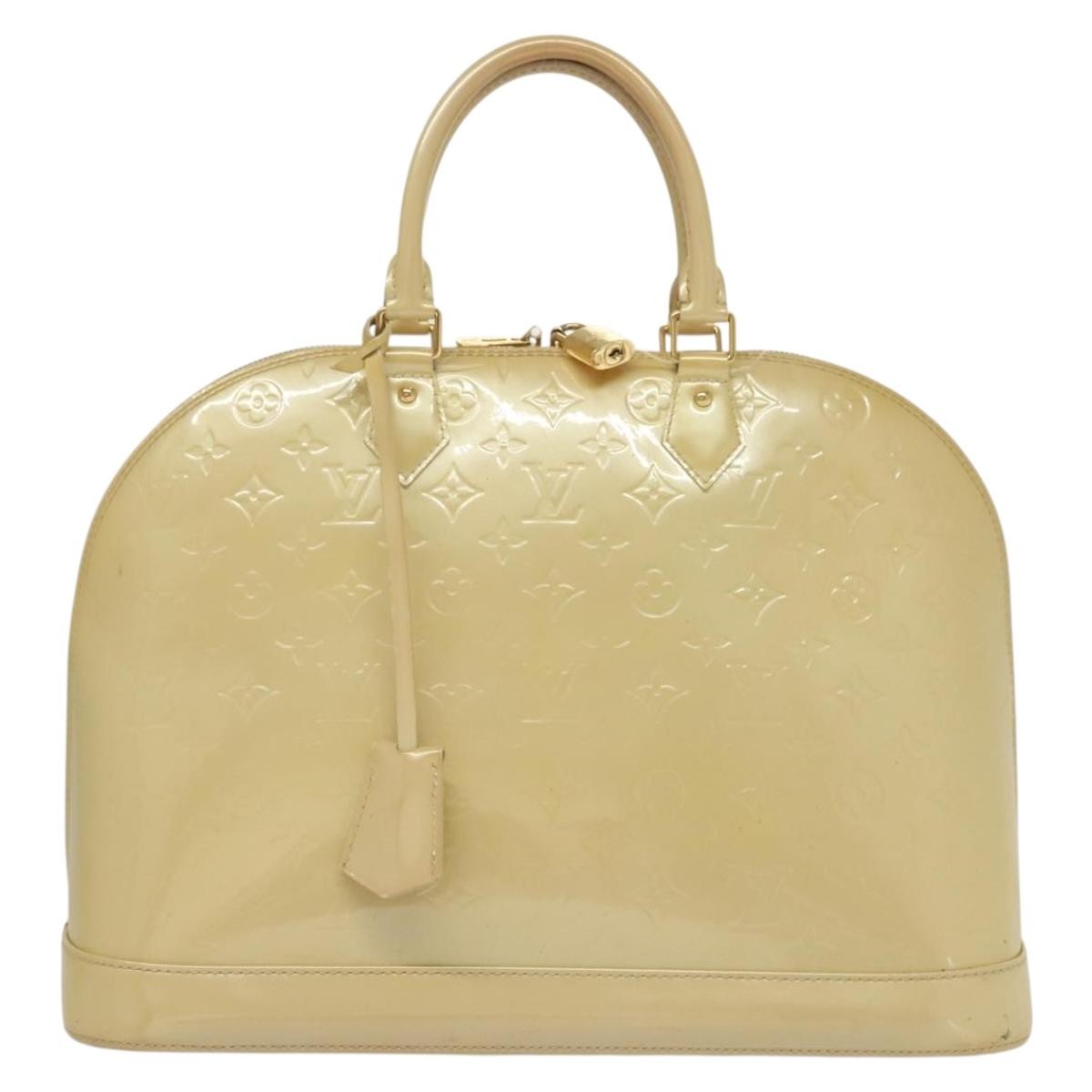 Louis Vuitton Alma Handbag Monogram Vernis, BEIGE, PATENT_LEATHER, Handbag