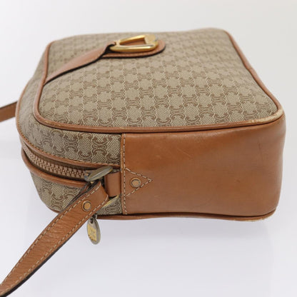 Celine Vintage Macadam Shoulder Bag Canvas and Leather, BEIGE, CANVAS, Shoulder bag