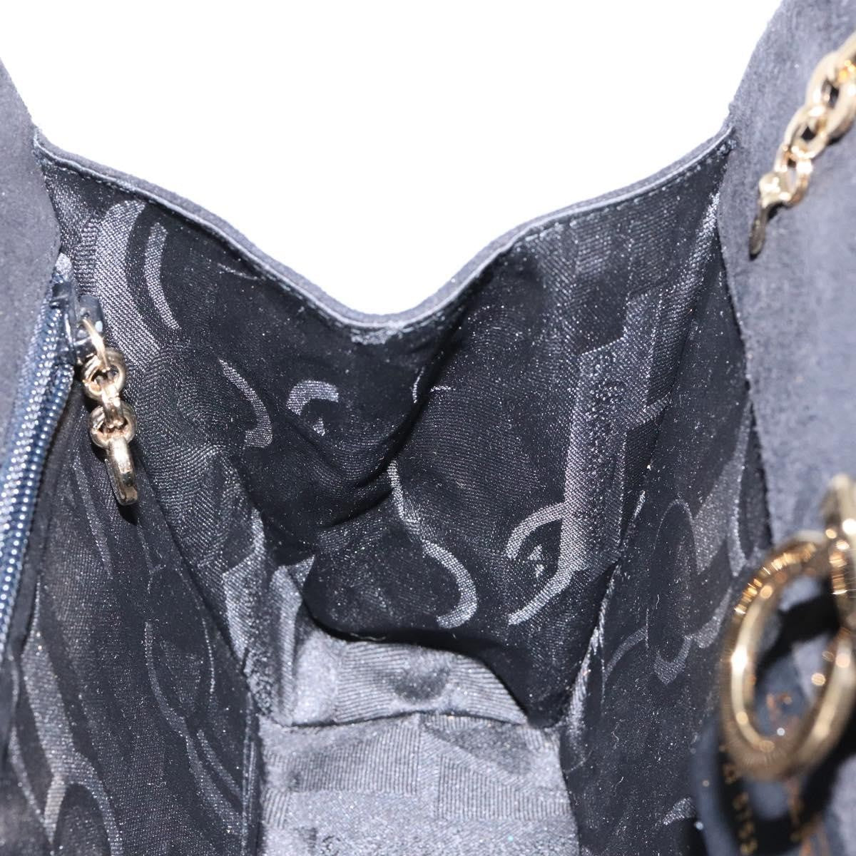 Salvatore Ferragamo Gancini Chain Shoulder Bag Suede, BLACK, SUEDE, Shoulder bag