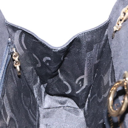 Salvatore Ferragamo Gancini Chain Shoulder Bag Suede, BLACK, SUEDE, Shoulder bag