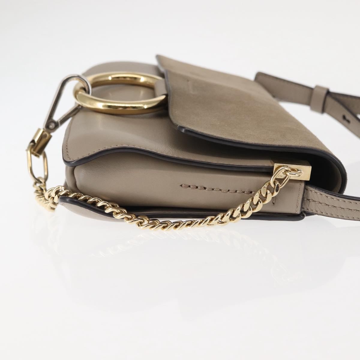 Chloe Faye Shoulder Bag Leather and Suede, BEIGE, SUEDE, Shoulder bag