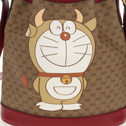 Gucci Doraemon Bucket Bag Printed Mini GG Coated Canvas, BEIGE, PVC, Shoulder bag