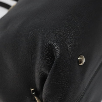 Salvatore Ferragamo Gancini handbag Leather, BLACK, LEATHER, Handbag