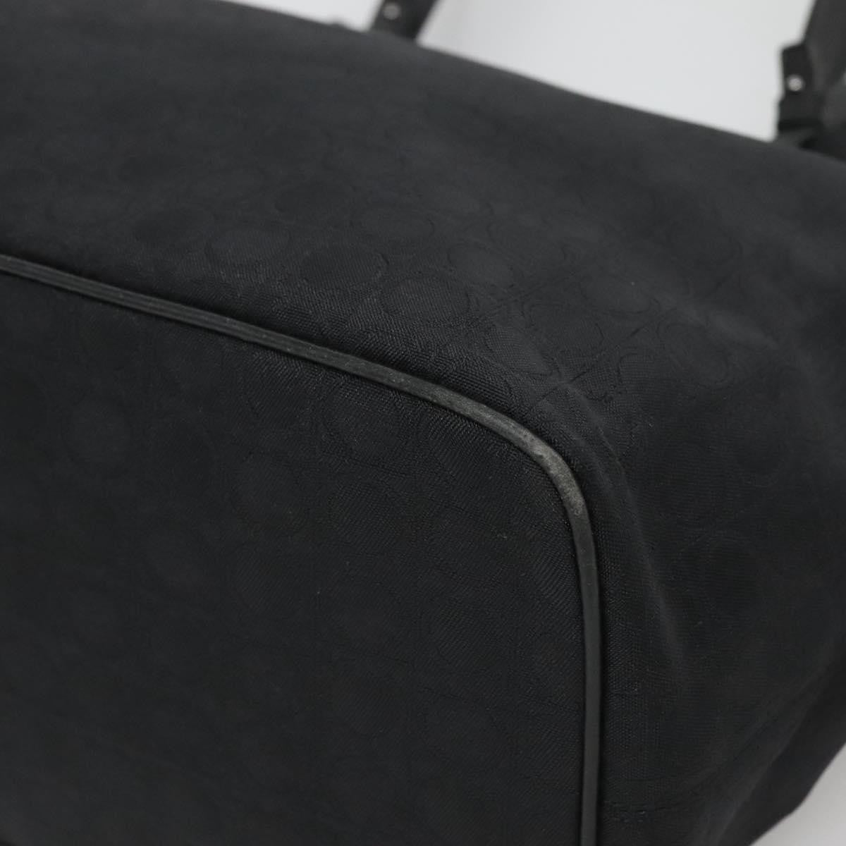 Salvatore Ferragamo Gancini Tote Canvas, BLACK, CANVAS, Tote bag